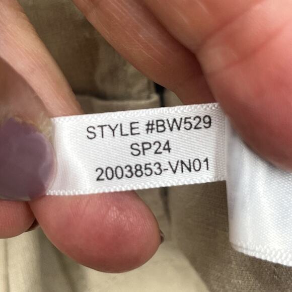 J Crew Women Seaside Cargo Pants Linen Blend Beige Size 8 Beachy Preppy - Picture 5 of 9